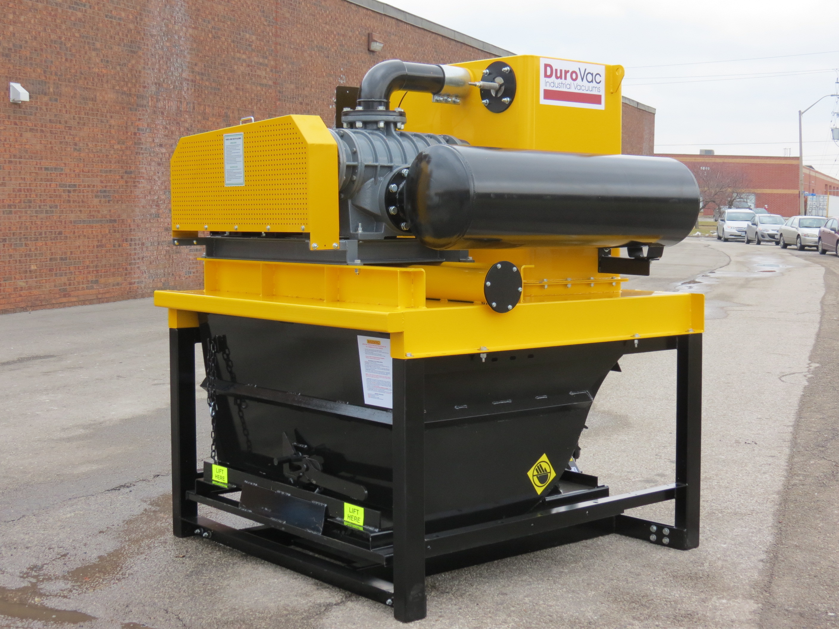 DuroVac PowerLift industrial vacuum photographed by DuroVac during a heavy-material application